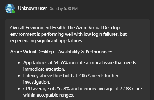 example Teams message via Webhook from n8n workflow
